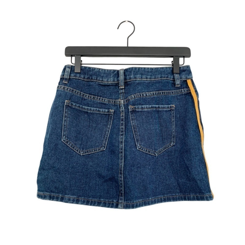 NEW PACSUN Denim Mustard-Stripe Mini Skirt - Picture 2 of 2